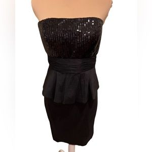 Calvin Klein Strapless Cocktail Dress with Sequined top Size 8 Black Formal LBD